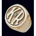 Corporate Signet 10K Gold Men's Ring W/ Recessed Center